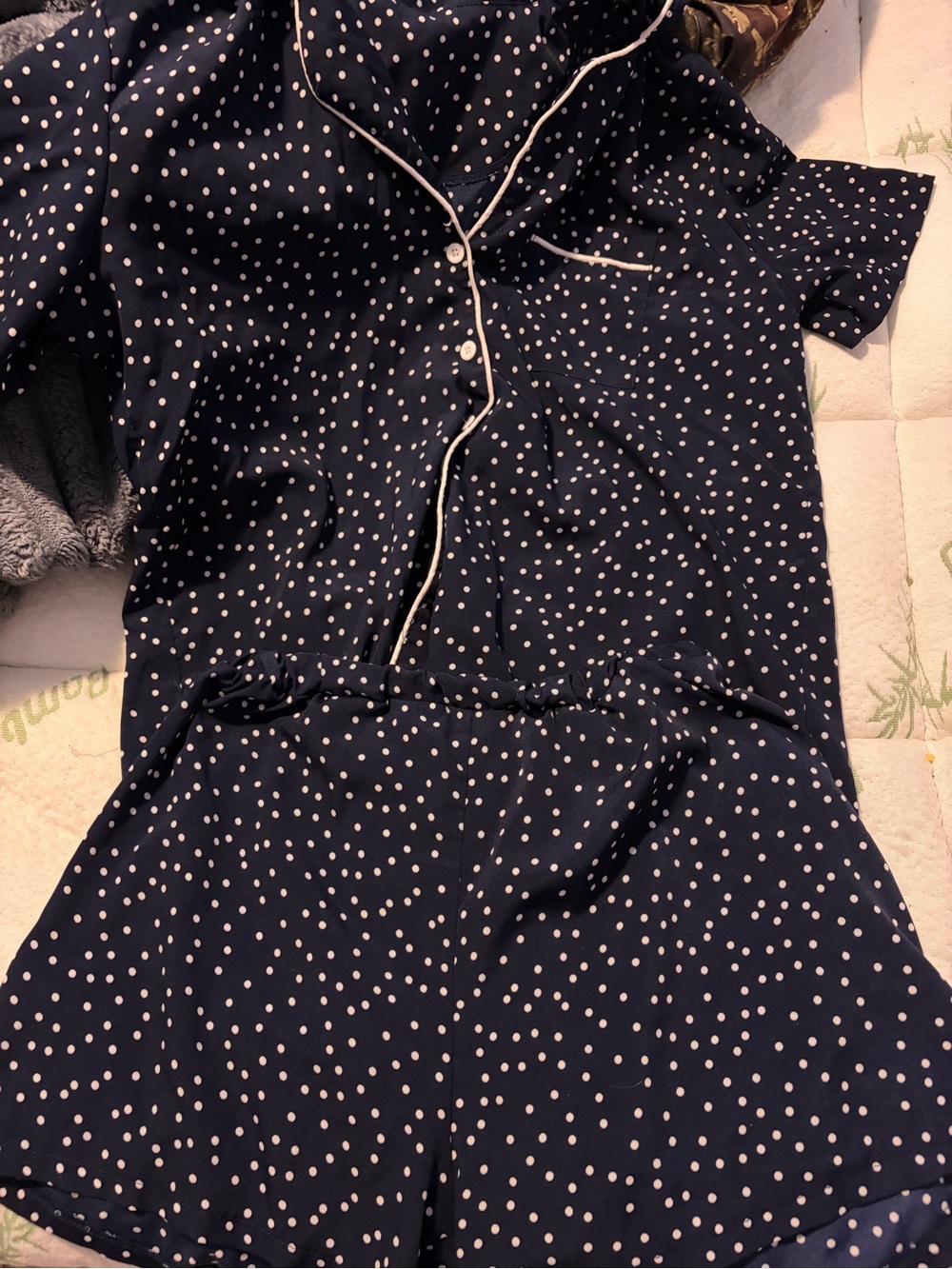 George Navy Blue Polka Dot Short Pajama Set with White Piping